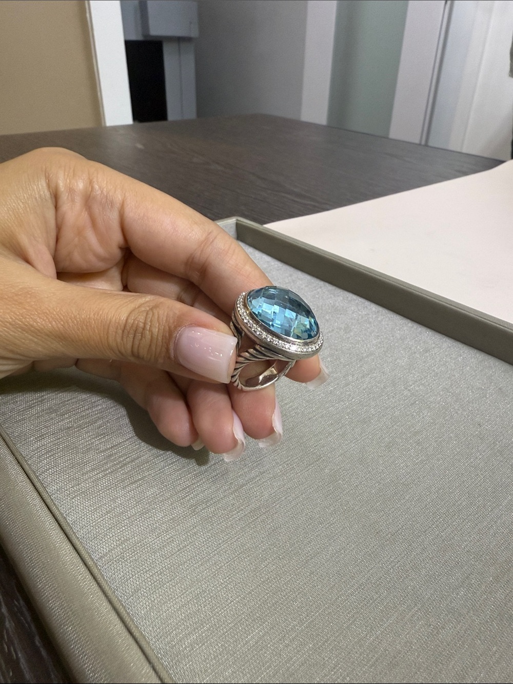 Sterling Silver Blue Topaz Statement Ring David Yurman